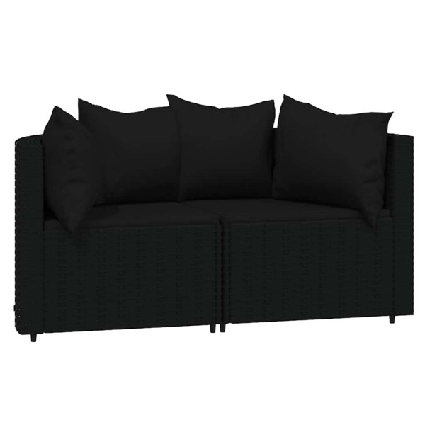 Sofa Ogrodowa Czarna z Poduszkami Fotel Siedzisko Na Taras Balkon 952685
