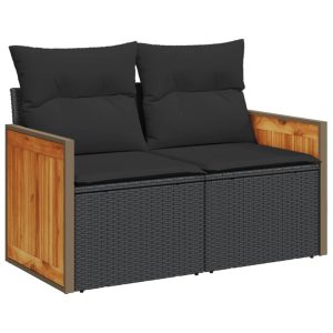 Sofa Ogrodowa Czarna z Poduszkami Fotel Siedzisko Na Taras Balkon 952688 Sofa Ogrodowa Czarna z Poduszkami Fotel Siedzisko Na Taras Balkon 952688
