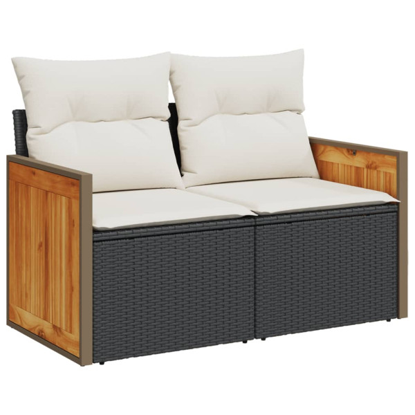 Sofa Ogrodowa Czarna z Poduszkami Fotel Siedzisko Na Taras Balkon 952689