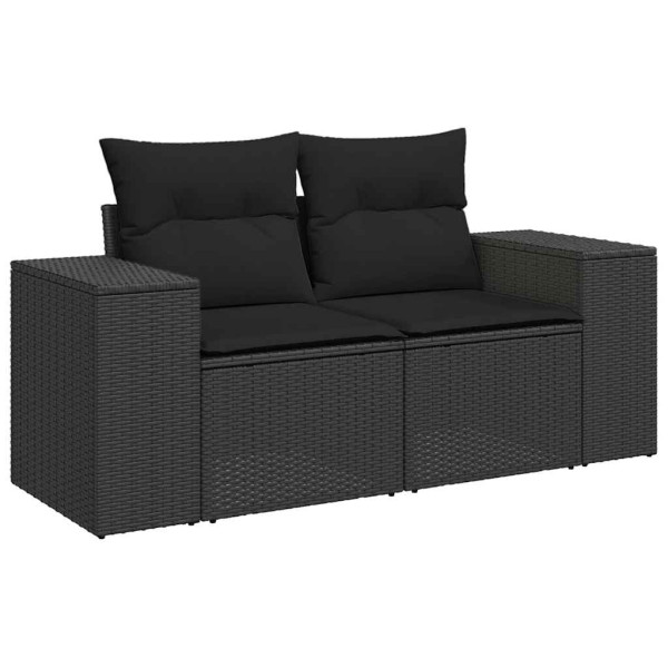 Sofa Ogrodowa Czarna z Poduszkami Fotel Siedzisko Na Taras Balkon 952692