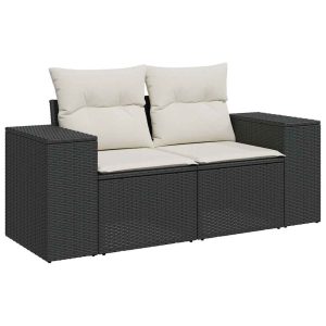 Sofa Ogrodowa Czarna z Poduszkami Fotel Siedzisko Na Taras Balkon 952693 Sofa Ogrodowa Czarna z Poduszkami Fotel Siedzisko Na Taras Balkon 952693