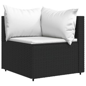 Sofa Ogrodowa Czarna z Poduszkami Fotel Siedzisko Na Taras Balkon 952694 Sofa Ogrodowa Czarna z Poduszkami Fotel Siedzisko Na Taras Balkon 952694
