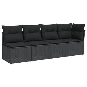 Sofa Ogrodowa Czarna z Poduszkami Fotel Siedzisko Na Taras Balkon 939788 Sofa Ogrodowa Czarna z Poduszkami Fotel Siedzisko Na Taras Balkon 939788