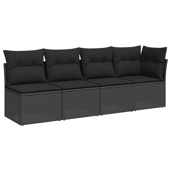 Sofa Ogrodowa Czarna z Poduszkami Fotel Siedzisko Na Taras Balkon 939788