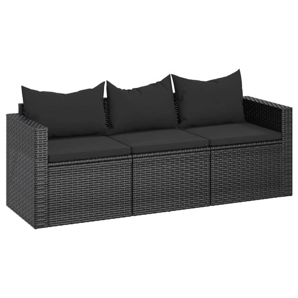 Sofa Ogrodowa Czarna z Poduszkami Fotel Siedzisko Na Taras Balkon 952695