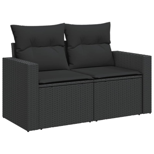 Sofa Ogrodowa Czarna z Poduszkami Fotel Siedzisko Na Taras Balkon 952699