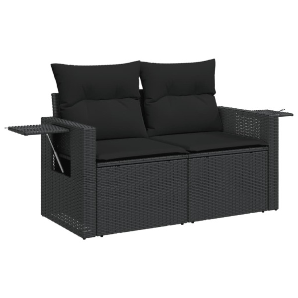 Sofa Ogrodowa Czarna z Poduszkami Fotel Siedzisko Na Taras Balkon 952700