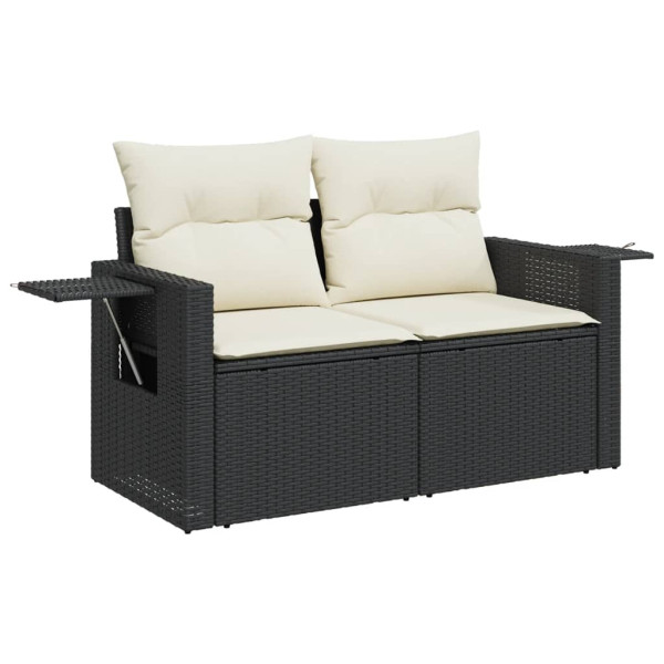 Sofa Ogrodowa Czarna z Poduszkami Fotel Siedzisko Na Taras Balkon 952704