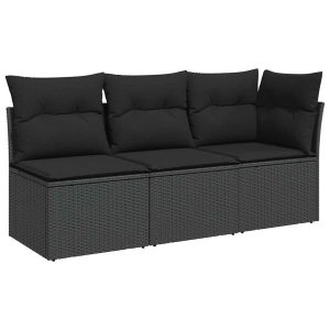 Sofa Ogrodowa Czarna z Poduszkami Fotel Siedzisko Na Taras Balkon 952705 Sofa Ogrodowa Czarna z Poduszkami Fotel Siedzisko Na Taras Balkon 952705