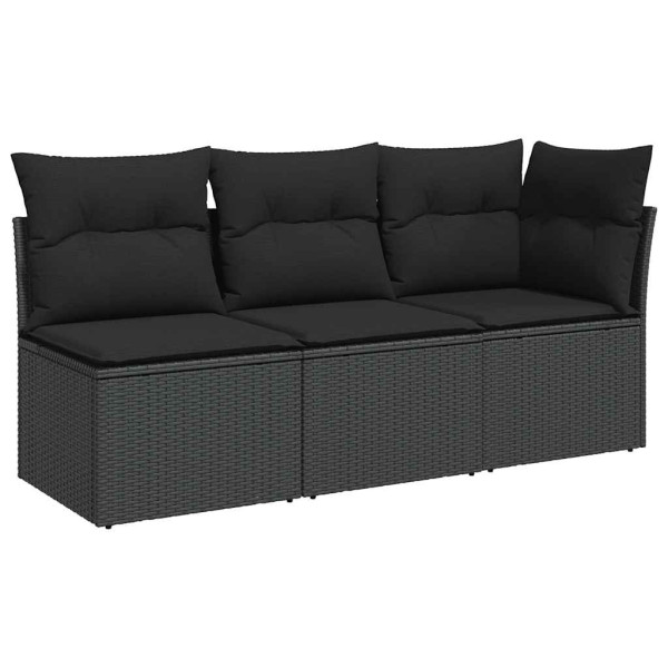 Sofa Ogrodowa Czarna z Poduszkami Fotel Siedzisko Na Taras Balkon 952705
