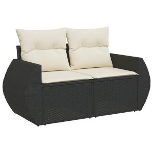 Sofa Ogrodowa Czarna z Poduszkami Fotel Siedzisko Na Taras Balkon 952706 Sofa Ogrodowa Czarna z Poduszkami Fotel Siedzisko Na Taras Balkon 952706