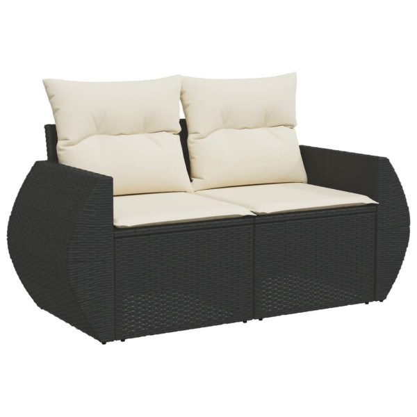 Sofa Ogrodowa Czarna z Poduszkami Fotel Siedzisko Na Taras Balkon 952706