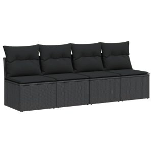Sofa Ogrodowa Czarna z Poduszkami Fotel Siedzisko Na Taras Balkon 939789 Sofa Ogrodowa Czarna z Poduszkami Fotel Siedzisko Na Taras Balkon 939789