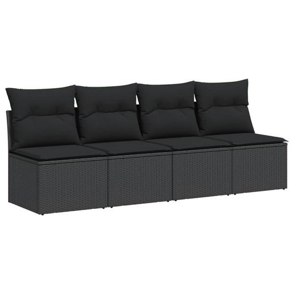 Sofa Ogrodowa Czarna z Poduszkami Fotel Siedzisko Na Taras Balkon 939789
