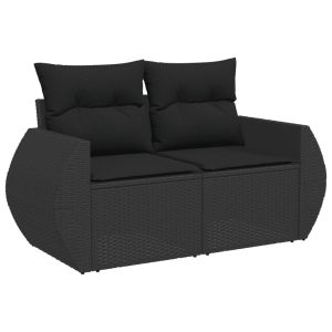 Sofa Ogrodowa Czarna z Poduszkami Fotel Siedzisko Na Taras Balkon 952708 Sofa Ogrodowa Czarna z Poduszkami Fotel Siedzisko Na Taras Balkon 952708