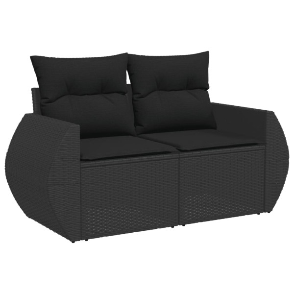 Sofa Ogrodowa Czarna z Poduszkami Fotel Siedzisko Na Taras Balkon 952708