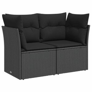 Sofa Ogrodowa Czarna z Poduszkami Fotel Siedzisko Na Taras Balkon 939786 Sofa Ogrodowa Czarna z Poduszkami Fotel Siedzisko Na Taras Balkon 939786