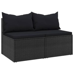 Sofa Ogrodowa Czarna z Poduszkami Fotel Siedzisko Na Taras Balkon 952709 Sofa Ogrodowa Czarna z Poduszkami Fotel Siedzisko Na Taras Balkon 952709