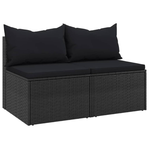 Sofa Ogrodowa Czarna z Poduszkami Fotel Siedzisko Na Taras Balkon 952709