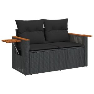 Sofa Ogrodowa Czarna z Poduszkami Fotel Siedzisko Na Taras Balkon 952710 Sofa Ogrodowa Czarna z Poduszkami Fotel Siedzisko Na Taras Balkon 952710
