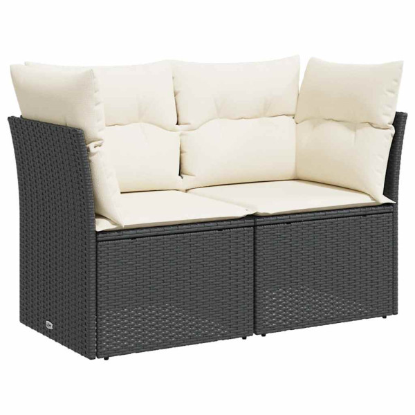 Sofa Ogrodowa Czarna z Poduszkami Fotel Siedzisko Na Taras Balkon 952712