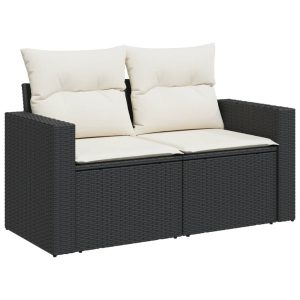 Sofa Ogrodowa Czarna z Poduszkami Fotel Siedzisko Na Taras Balkon 952713 Sofa Ogrodowa Czarna z Poduszkami Fotel Siedzisko Na Taras Balkon 952713