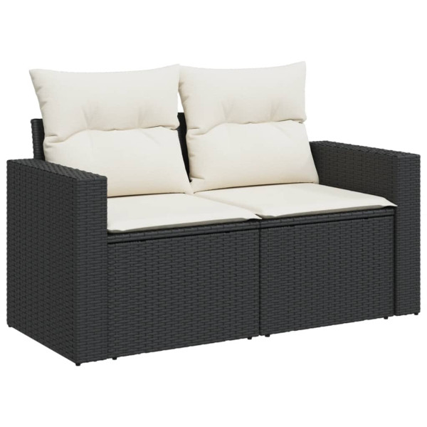 Sofa Ogrodowa Czarna z Poduszkami Fotel Siedzisko Na Taras Balkon 952713