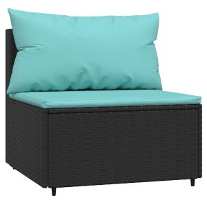 Sofa Ogrodowa Czarna z Poduszkami Fotel Siedzisko Na Taras Balkon 952714 Sofa Ogrodowa Czarna z Poduszkami Fotel Siedzisko Na Taras Balkon 952714