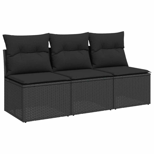 Sofa Ogrodowa Czarna z Poduszkami Fotel Siedzisko Na Taras Balkon 952717