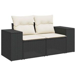 Sofa Ogrodowa Czarna z Poduszkami Fotel Siedzisko Na Taras Balkon 952718 Sofa Ogrodowa Czarna z Poduszkami Fotel Siedzisko Na Taras Balkon 952718
