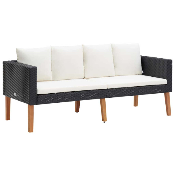 Sofa Ogrodowa Czarna z Poduszkami Fotel Siedzisko Na Taras Balkon 952719
