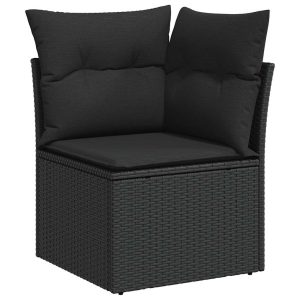 Sofa Ogrodowa Czarna z Poduszkami Fotel Siedzisko Na Taras Balkon 939851
