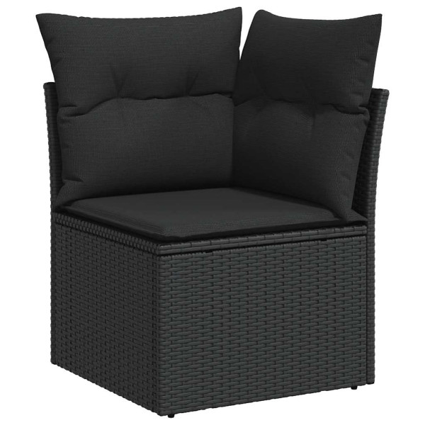 Sofa Ogrodowa Czarna z Poduszkami Fotel Siedzisko Na Taras Balkon 939851