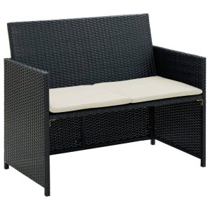 Sofa Ogrodowa Czarna z Poduszkami Fotel Siedzisko Na Taras Balkon 952680 Sofa Ogrodowa Czarna z Poduszkami Fotel Siedzisko Na Taras Balkon 952680