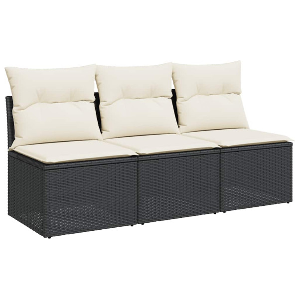 Sofa Ogrodowa Czarna z Poduszkami Fotel Siedzisko Na Taras Balkon 952681