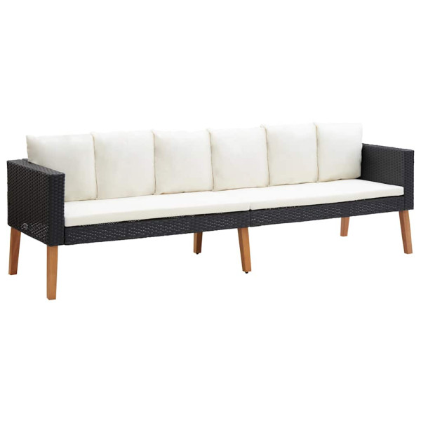 Sofa Ogrodowa Czarna z Poduszkami Fotel Siedzisko Na Taras Balkon 952683