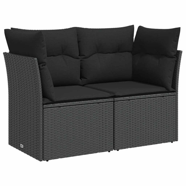 Sofa Ogrodowa Czarna z Poduszkami Fotel Siedzisko Na Taras Balkon 939786