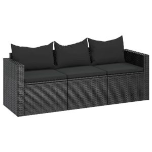 Sofa ogrodowa Czarny Technorattan vidaXL 498978 Sofa ogrodowa Czarny Technorattan vidaXL 498978