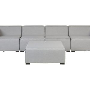 Sofa ogrodowa z otomaną dla 4 osób Modułowy Jasnoszary 137483 Sofa ogrodowa z otomaną dla 4 osób Modułowy Jasnoszary 137483