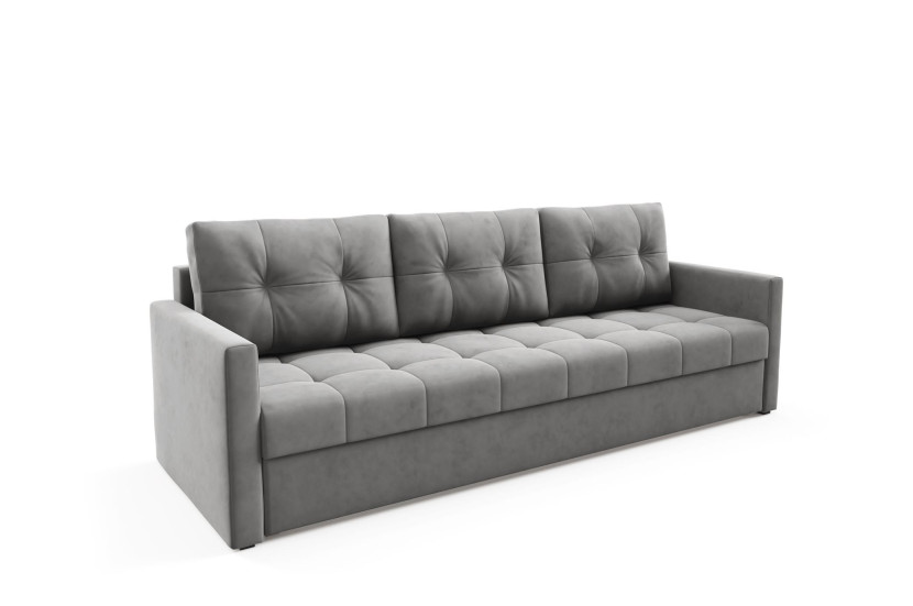 Sofa OLIVIA z funkcją spania pikowana Ciemno Szara automat DL + bonell 521692