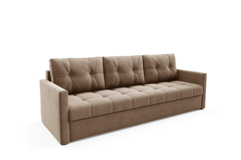 Sofa OLIVIA z funkcją spania pikowana Jasno Brązowa automat DL + bonell 521700