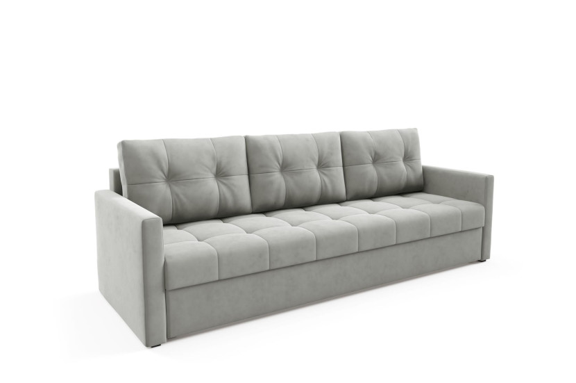 Sofa OLIVIA z funkcją spania pikowana Jasno Szara automat DL + bonell 521690