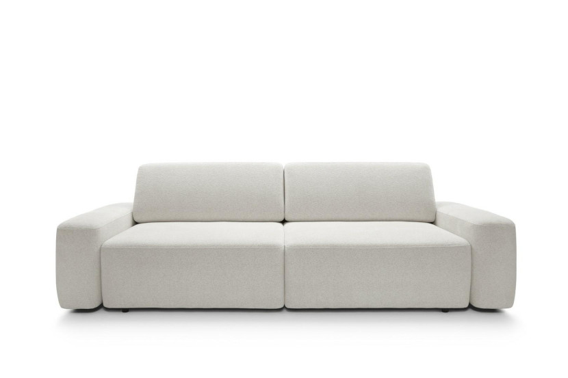 Sofa Orby beżowa Raven rozkładana styl skandynawski obła 685117