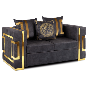 Sofa PALLAZO 2S Dwuosobowa Czarno/Złota Welurowa Nowoczesna Glamour 870868 Sofa PALLAZO 2S Dwuosobowa Czarno/Złota Welurowa Nowoczesna Glamour 870868
