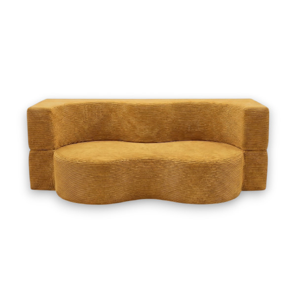 Sofa piankowa Arc z funkcją spania musztardowy sztruks 994523