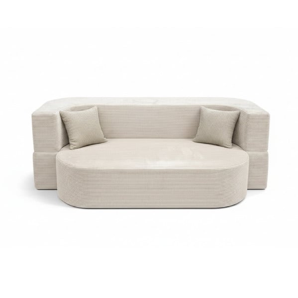 Sofa piankowa Ova Slim z funkcją spania kremowy sztruks 985157