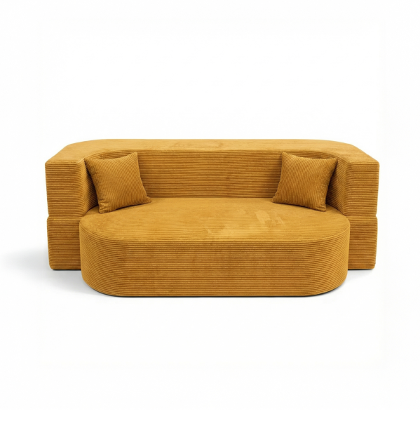 Sofa piankowa Ova Slim z funkcją spania musztardowy sztruks 985156