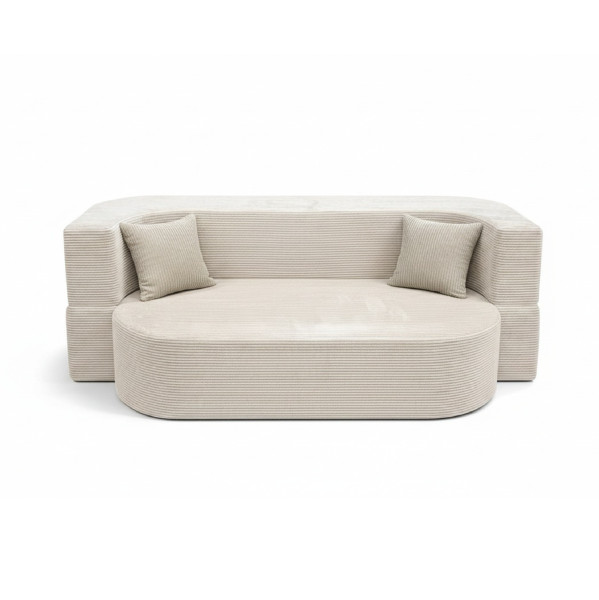 Sofa piankowa Ova z funkcją spania kremowy sztruks 985451
