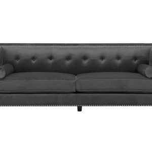 Sofa pikowana welurowa ciemnoszara 191080 Sofa pikowana welurowa ciemnoszara 191080