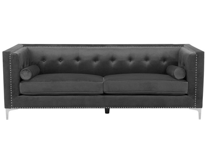 Sofa pikowana welurowa ciemnoszara 191080